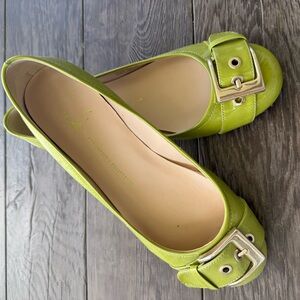 Franco Sarto Green Women's Flats with Buckle Detail Size 9